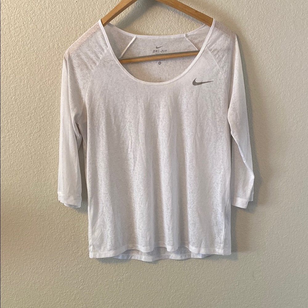 Nike White 3/4 Sleeve Relaxed T-Shirt